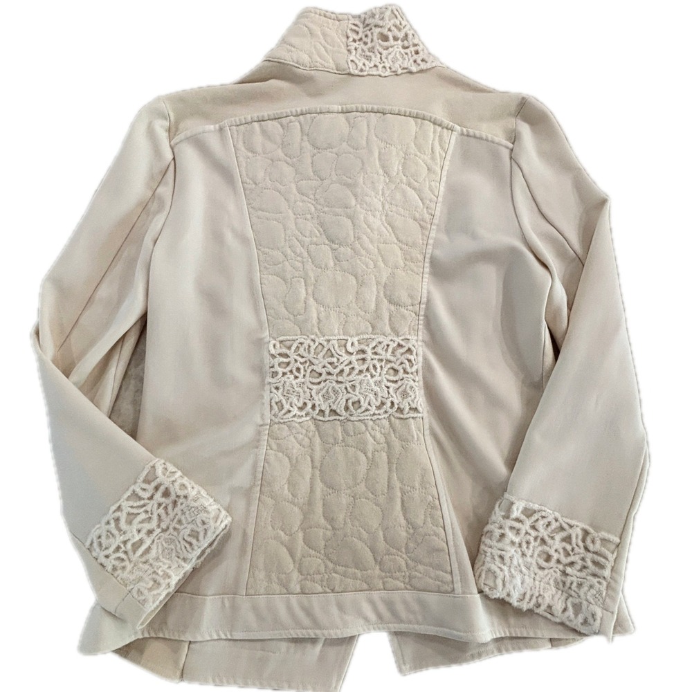 Elisa Cavaletti Embroidered Button Front Couture Jacket Ivory, Size M - Picture 3 of 7